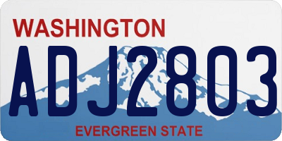 WA license plate ADJ2803