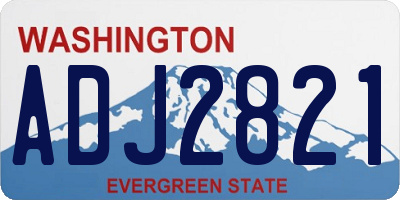 WA license plate ADJ2821