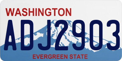 WA license plate ADJ2903