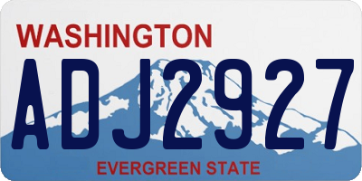 WA license plate ADJ2927