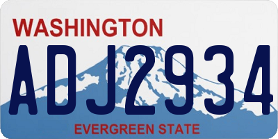 WA license plate ADJ2934