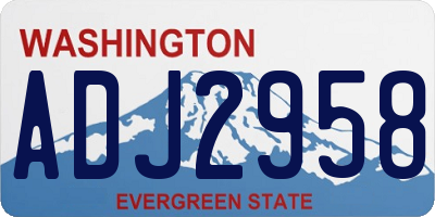 WA license plate ADJ2958