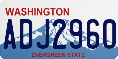 WA license plate ADJ2960