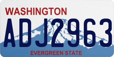 WA license plate ADJ2963