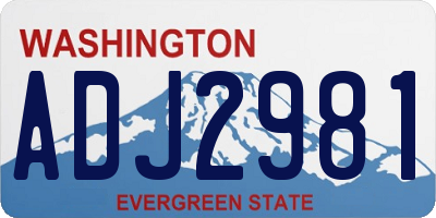 WA license plate ADJ2981