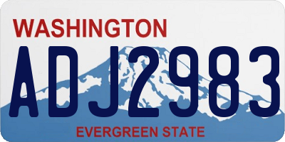 WA license plate ADJ2983