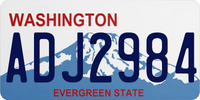 WA license plate ADJ2984