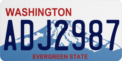 WA license plate ADJ2987