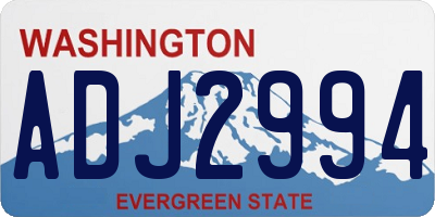 WA license plate ADJ2994