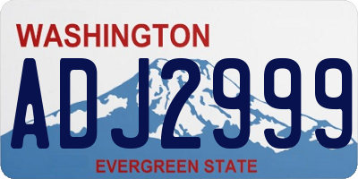 WA license plate ADJ2999