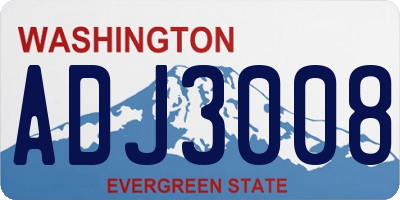 WA license plate ADJ3008
