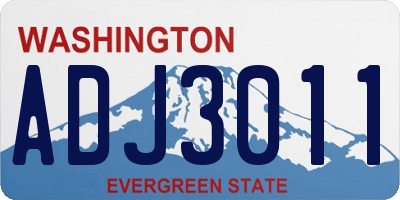 WA license plate ADJ3011