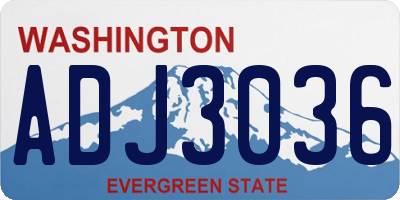 WA license plate ADJ3036