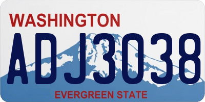 WA license plate ADJ3038