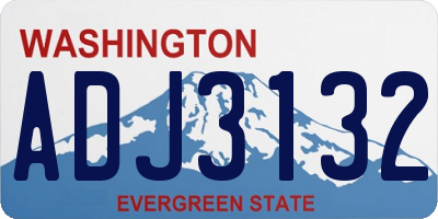 WA license plate ADJ3132