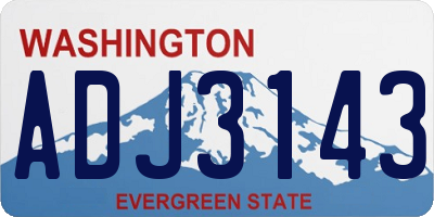 WA license plate ADJ3143