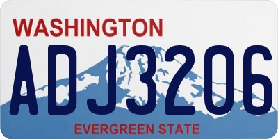 WA license plate ADJ3206