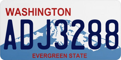 WA license plate ADJ3288