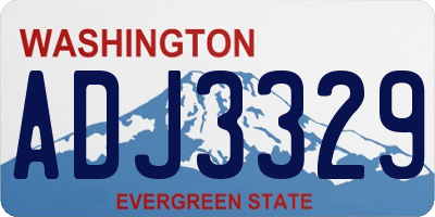 WA license plate ADJ3329