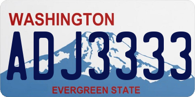 WA license plate ADJ3333