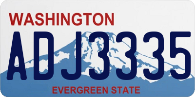 WA license plate ADJ3335