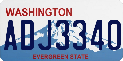 WA license plate ADJ3340