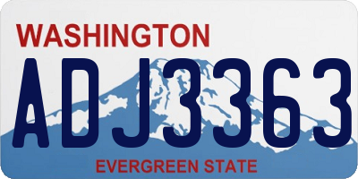 WA license plate ADJ3363