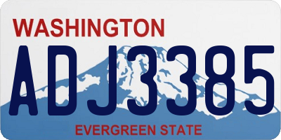 WA license plate ADJ3385