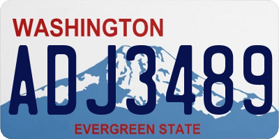 WA license plate ADJ3489