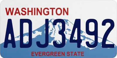 WA license plate ADJ3492
