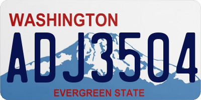 WA license plate ADJ3504
