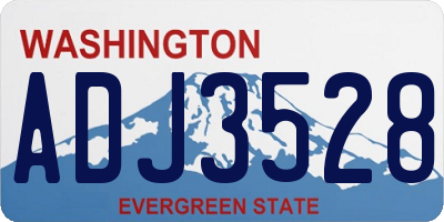 WA license plate ADJ3528