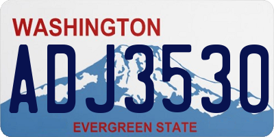 WA license plate ADJ3530