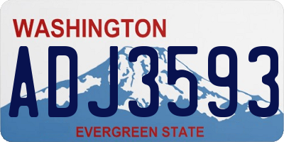 WA license plate ADJ3593