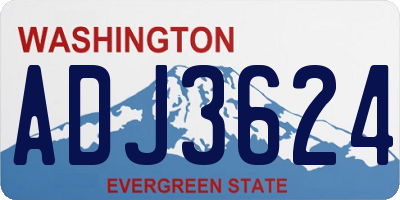 WA license plate ADJ3624