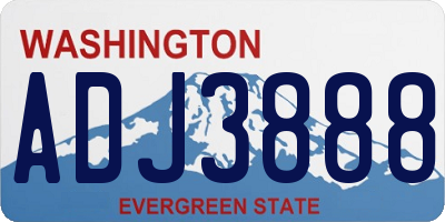 WA license plate ADJ3888
