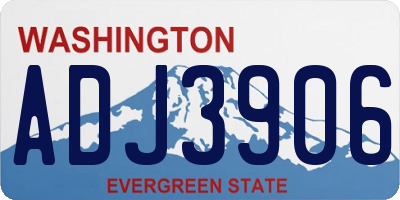 WA license plate ADJ3906
