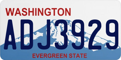 WA license plate ADJ3929