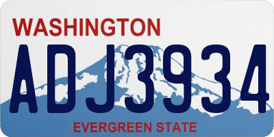 WA license plate ADJ3934