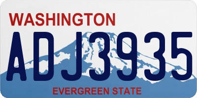 WA license plate ADJ3935