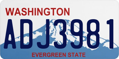WA license plate ADJ3981