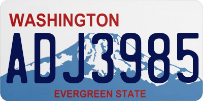 WA license plate ADJ3985