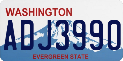 WA license plate ADJ3990