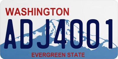 WA license plate ADJ4001