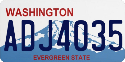 WA license plate ADJ4035