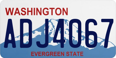 WA license plate ADJ4067