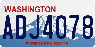 WA license plate ADJ4078