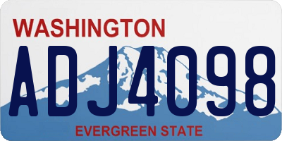 WA license plate ADJ4098