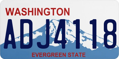WA license plate ADJ4118
