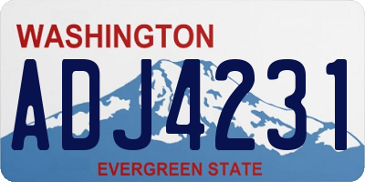 WA license plate ADJ4231